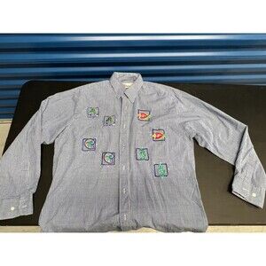 Mili Designs Blue Gingham Check Shirt Medium Embroidery Swarovski Crystals